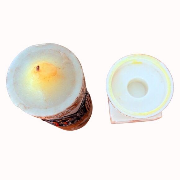 Religious Christmas Jasco Candle on Stand Vintage 1978 Holy Night Hand Decorated - Picture 4 of 16